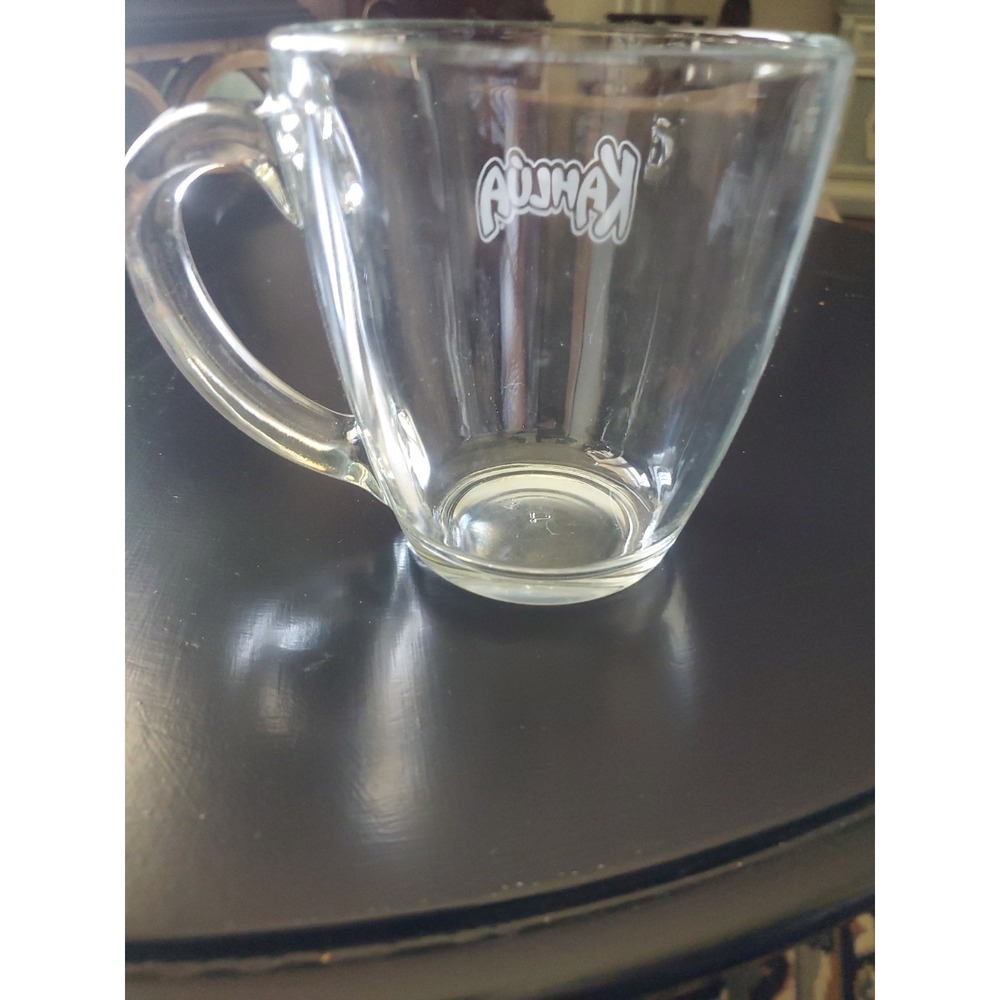 KAHLUA Etched Logo Coffee Cup Tea Mug Clear Glass 4in Tall 12oz - Picture 4 of 6
